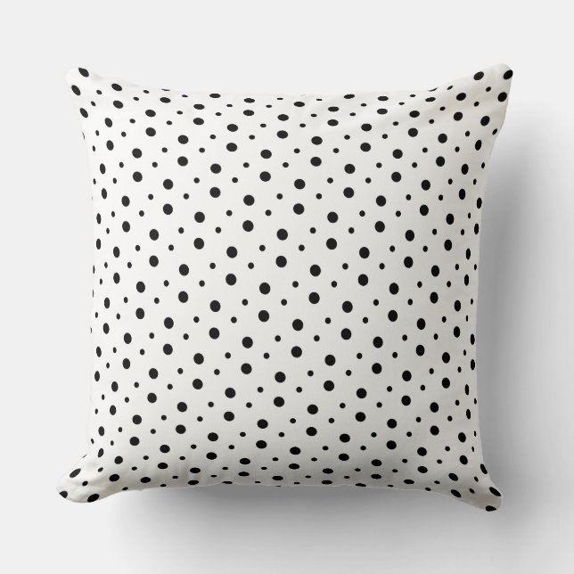 Modern Black Dalmatian Spots on White Throw Pillow (Front)