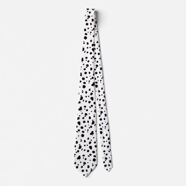 Modern Black Dalmatian Spots Tie (Front)