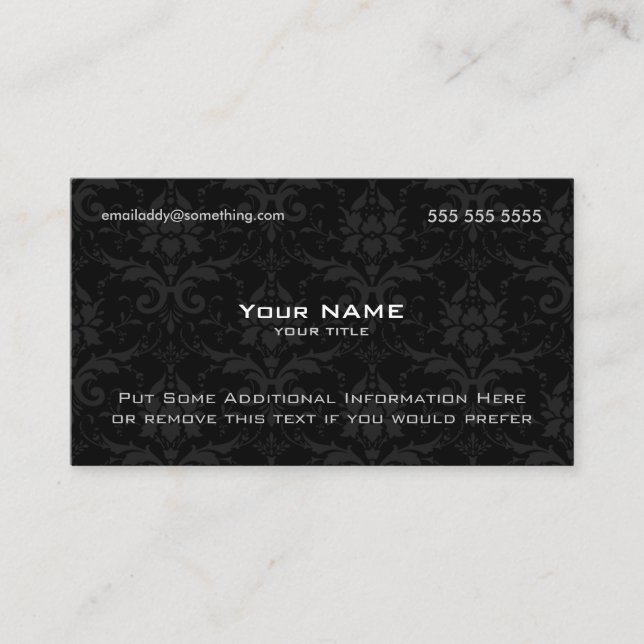 Modern Black Damask Business Card (Front)