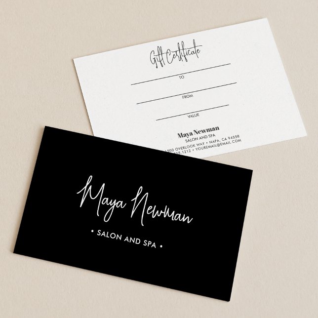 MODERN BLACK DARK SIGNATURE Monogram Gift Card (Creator Uploaded)