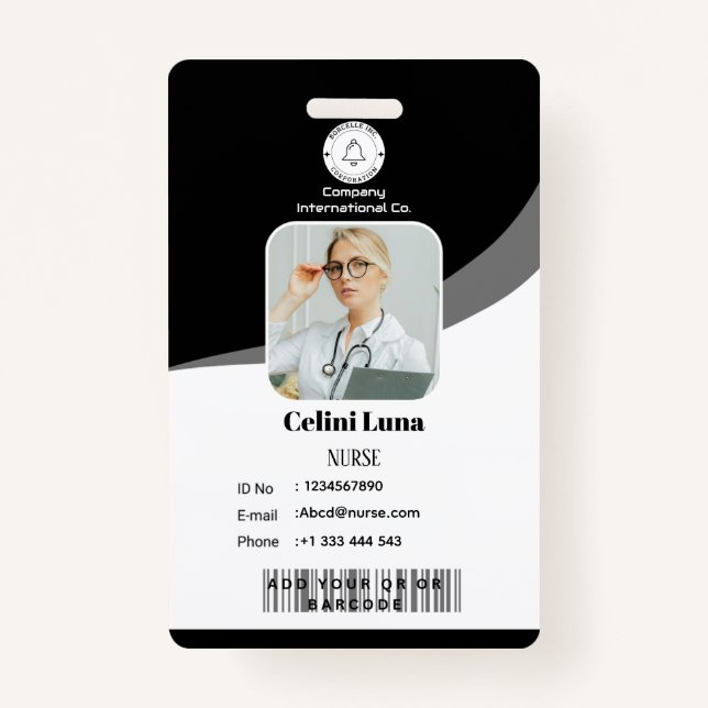 Modern Black Design with EMT Barcode Integration Badge (Front)