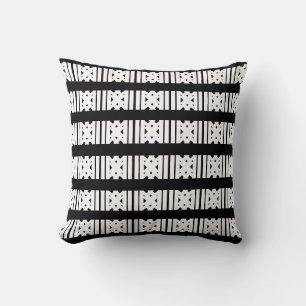 Modern Black Diamonds & Stripes on White Throw Pillow