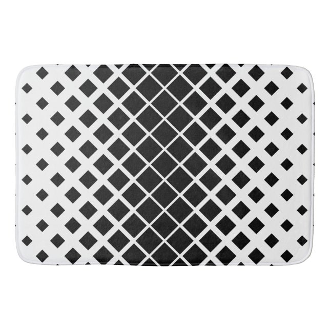 Modern Black Dissolving Square Block Pattern Bath Mat (Front)
