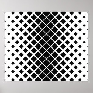 Modern Black Dissolving Square Block Pattern Poster
