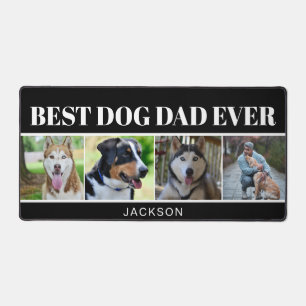 Modern Black Dog Dad Four Photo Collage  Desk Mat