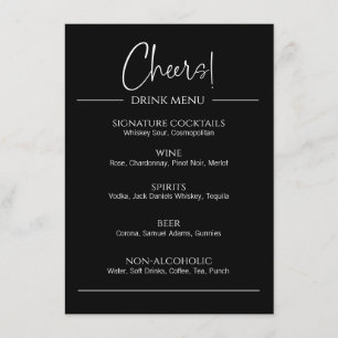 Modern Black Drink Flat Menu