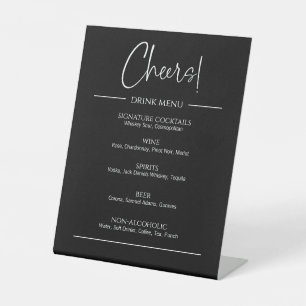 Modern Black Drink Menu Wedding Pedestal Sign
