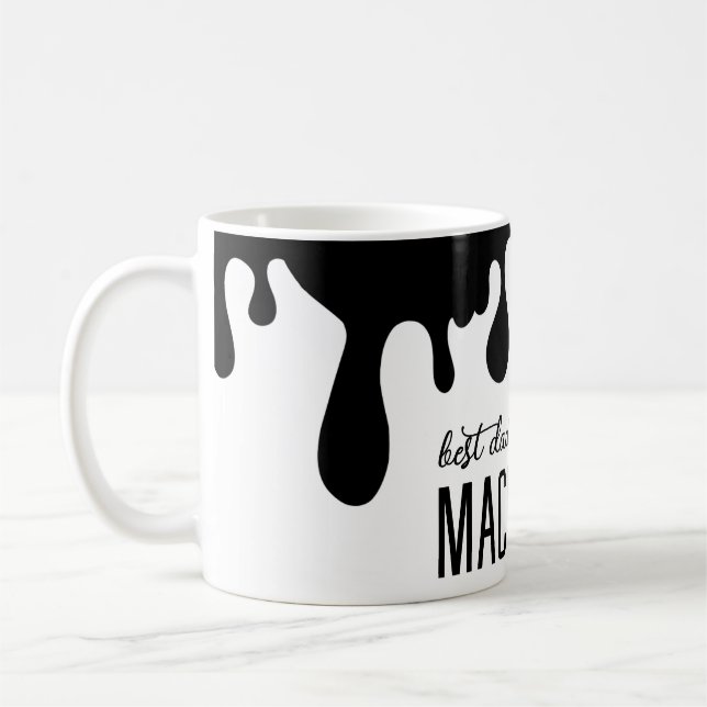 Modern Black Dripping Paint Name  Coffee Mug (Left)