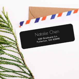 Modern Black Elegant Fonts Return Address Labels
