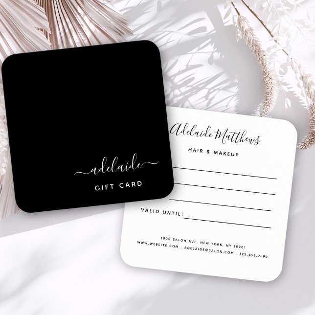 Modern Black Elegant Hair Stylist Gift Certificate (Creator Uploaded)