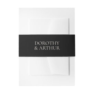 Modern Black Elegant Wedding Invitation Belly Band