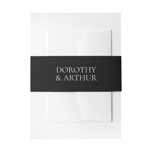 Modern Black Elegant Wedding Invitation Belly Band (Front Example)