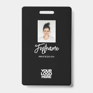 Modern Black Employee Photo, Logo, Name Badge