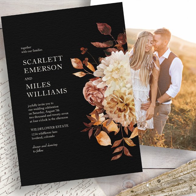 Modern Black Fall Wedding Invitation (Modern Black Fall Wedding Invitation
)