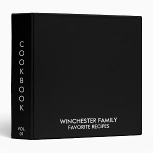 Modern black family recipes cookbook solid binder