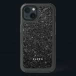 Modern Black Faux Glitter Monogram D4<br><div class="desc">Modern black faux glitter white sparkles and customizable monogram.</div>