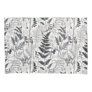 Modern black fern pattern pillowcase