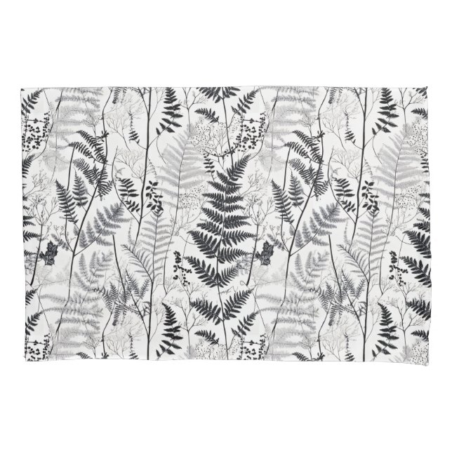 Modern black fern pattern  pillowcase (Front)
