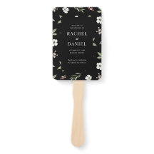 Modern Black Floral Botanical Wedding Program