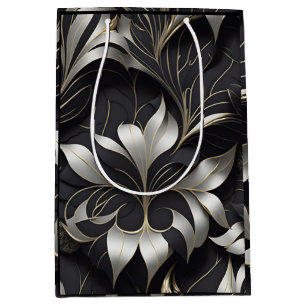 Modern Black Floral Gift Bag
