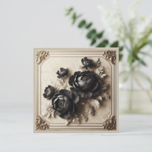 Modern Black Floral Wedding Invitation