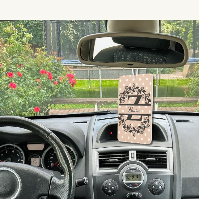 Modern Black Floral Wreath Split Monogram "X" Air Freshener (Creator Uploaded)
