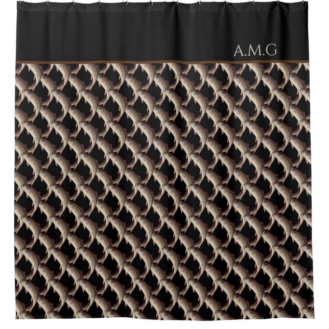 Modern Black Fly Fishing Rainbow Trout Bathroom  (Front)