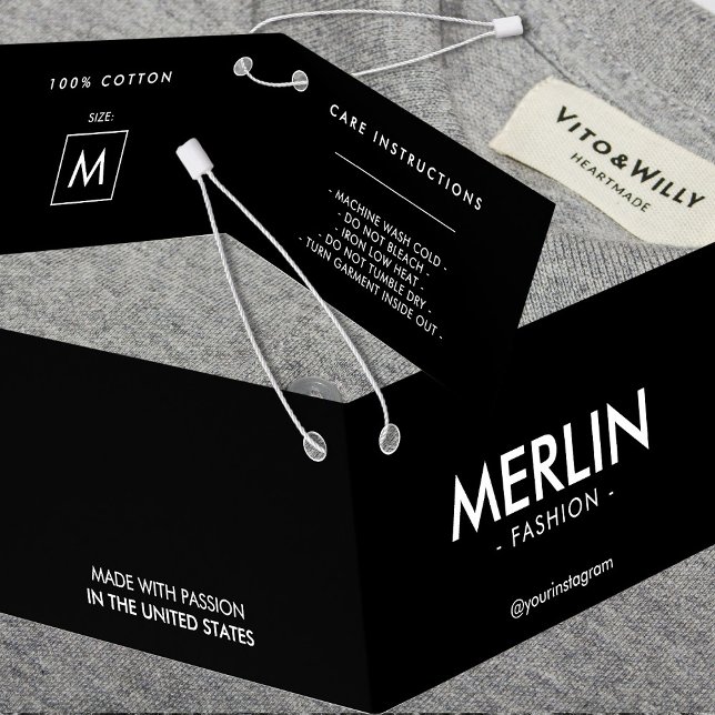 Modern Black Folded Clothing Hang Tag (Creator Uploaded)