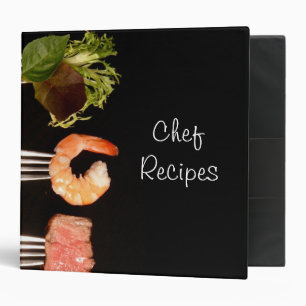 Modern Black Food on Forks Chef/Cook Recipe Binder