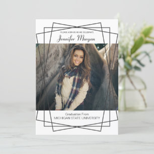 Modern Black Frame Photo Graduation Invitation