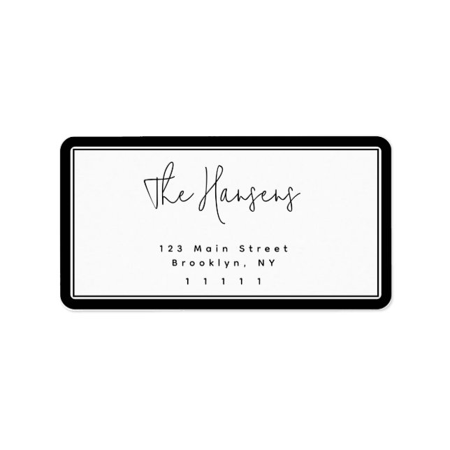 Modern Black Frame Return Address Label (Front)