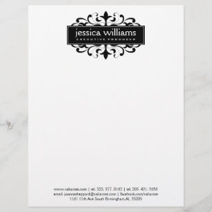 Modern Black Frame Vintage Accents Letterhead