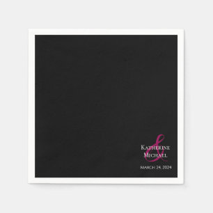 Modern Black Fuchsia and White-Wedding- Napkin