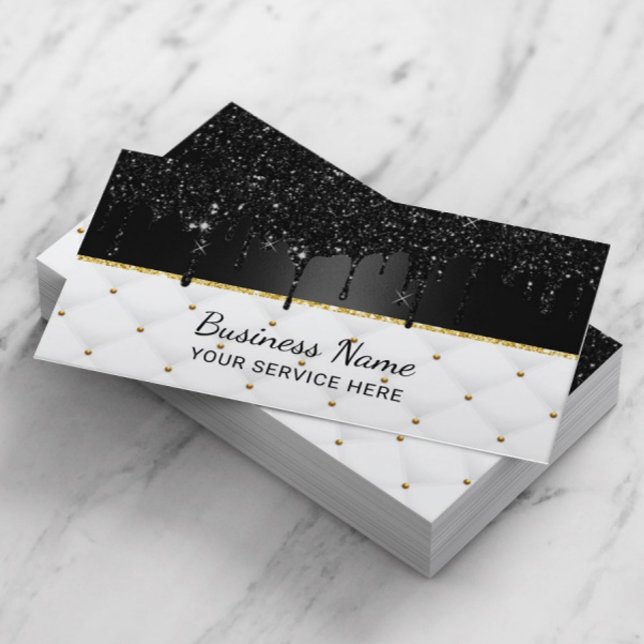 Modern Black Galaxy Glitter Drips Luxury Salon Spa Business Card (Creator Uploaded)