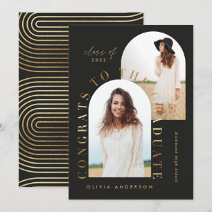 Modern black geometric multi photo arch graduation