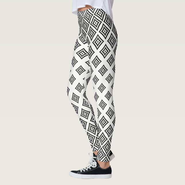 Modern Black Geometric Shapes Leggings (Left)