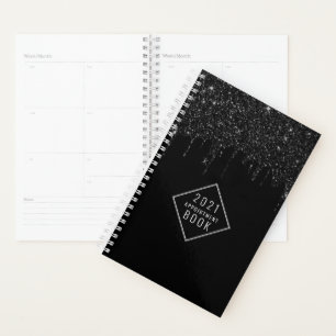 Modern Black Glitter Drips Appointment Planner