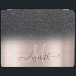 Modern Black Glitter Ombre Rose Gold iPad Cover<br><div class="desc">Elegant black glitter ombre on a rose gold background. An elegant and sophisticated design.</div>