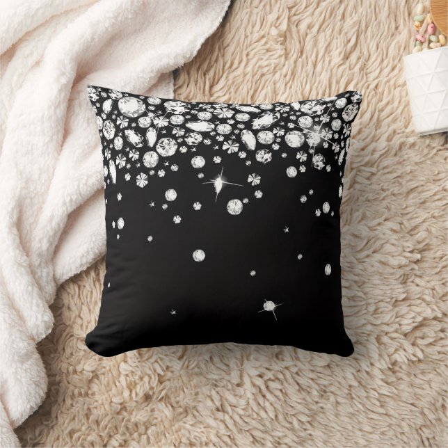 Modern Black Glitter Pillow (Blanket)