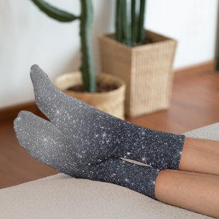 Modern Black Glitter Sparkles Gift Socks