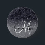 Modern Black Glitter Sparkles Personalized Name 2 Inch Round Button<br><div class="desc">Introducing our stunning Modern Black Glitter Sparkles Personalized Name product, available exclusively on Zazzle! Add a touch of elegance and sparkle to your everyday life with this custom-made item. Our Modern Black Glitter Sparkles Personalized Name product features a sleek black background adorned with mesmerizing glittery sparkles. The combination of black...</div>