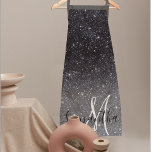 Modern Black Glitter Sparkles Personalized Name Apron<br><div class="desc">Modern Black Glitter Sparkles Personalized Name</div>