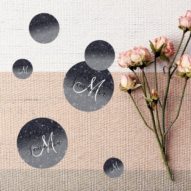 Modern Black Glitter Sparkles Personalized Name Confetti (Creator Uploaded)