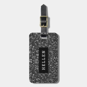 Modern Black Glitter Texture Luggage Tag