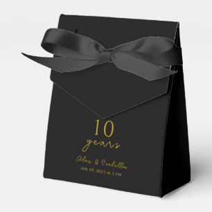 Modern Black & Gold 10th Wedding Anniversary Party Favor Box