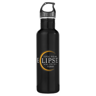 Modern Black & Gold 2024 Texas Total Solar Eclipse 710 Ml Water Bottle