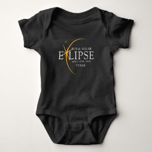 Modern Black & Gold 2024 Texas Total Solar Eclipse Baby Bodysuit