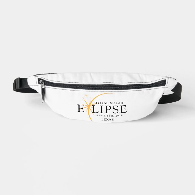 Modern Black & Gold 2024 Texas Total Solar Eclipse Fanny Pack (Front)