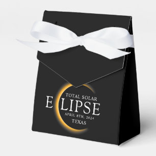 Modern Black & Gold 2024 Texas Total Solar Eclipse Favor Box