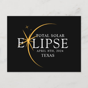 Modern Black & Gold 2024 Texas Total Solar Eclipse Postcard